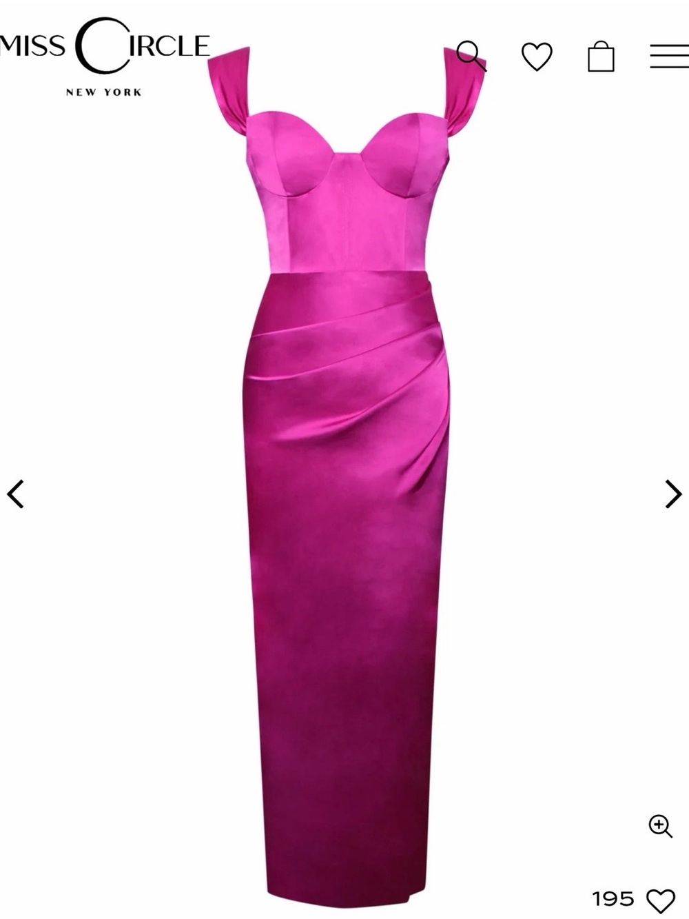 Miss Circle Zarah Fuchsia High Slit Corset Satin Dress Size XS / US 2